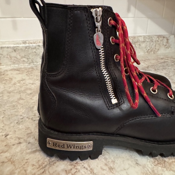 Red Wing 1668 Black Leather Moto Boots - Picture 5 of 6